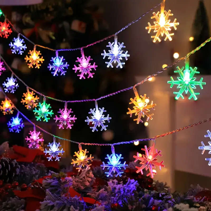 LED Snowflake Light Strings Warm Light 600cm