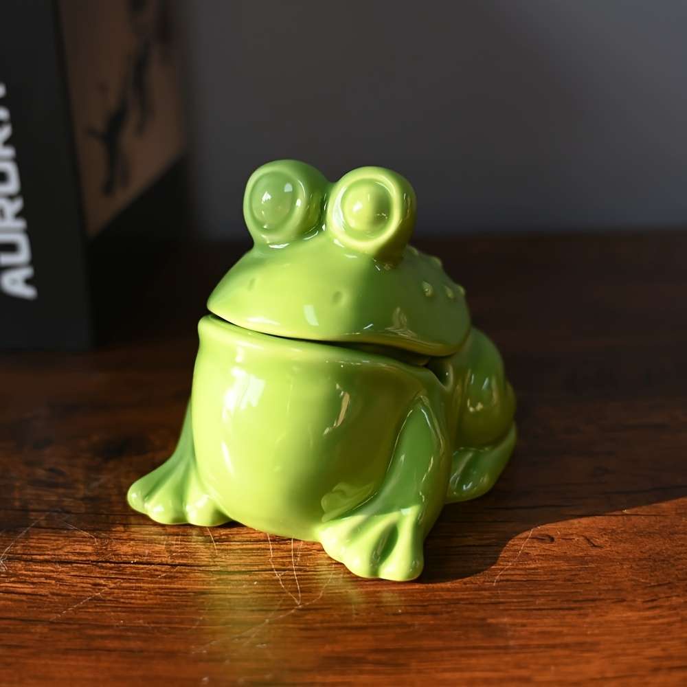 1pc Creative Frog-Shaped Ceramic Ashtray for Home Restaurant and Office Use High-end Sophistic
