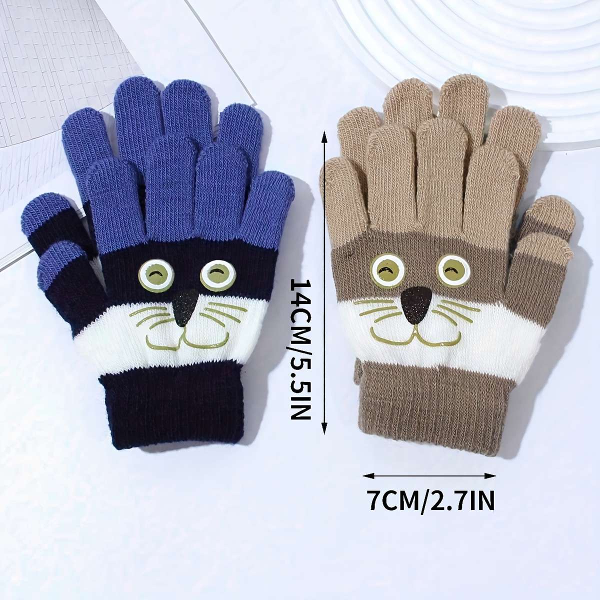 2 Pairs Navy Blue Gray Warm Gloves