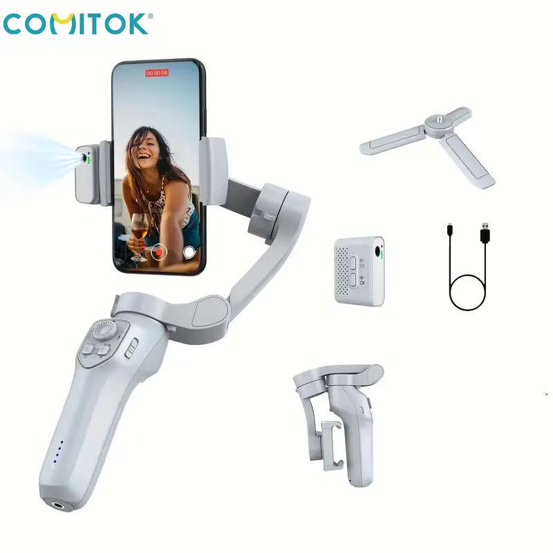 1pc Handheld Gimbal 3-Axis Stabilizer with Smart Gesture Control USB Charging Wireless 2550mAh Lithi