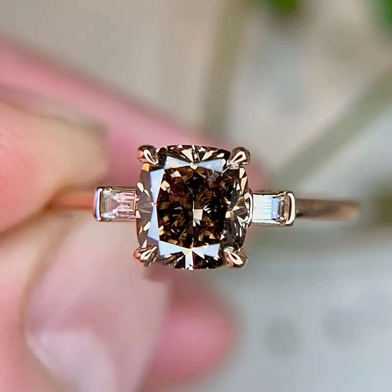 Boho Chic Square Champagne Rhinestone Ring