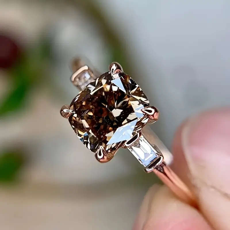 Boho Chic Square Champagne Rhinestone Ring