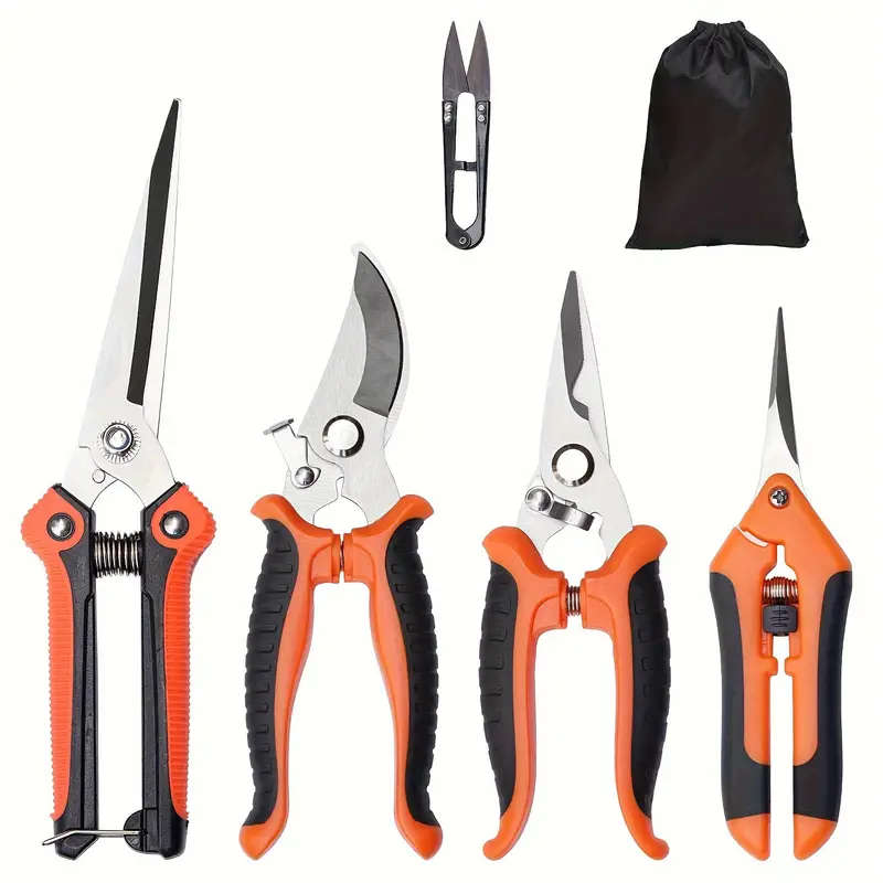 5pcs Ergonomic Garden Tool Set with Stainless Steel Pruning Shears High-Quality Blades Storage Bag P