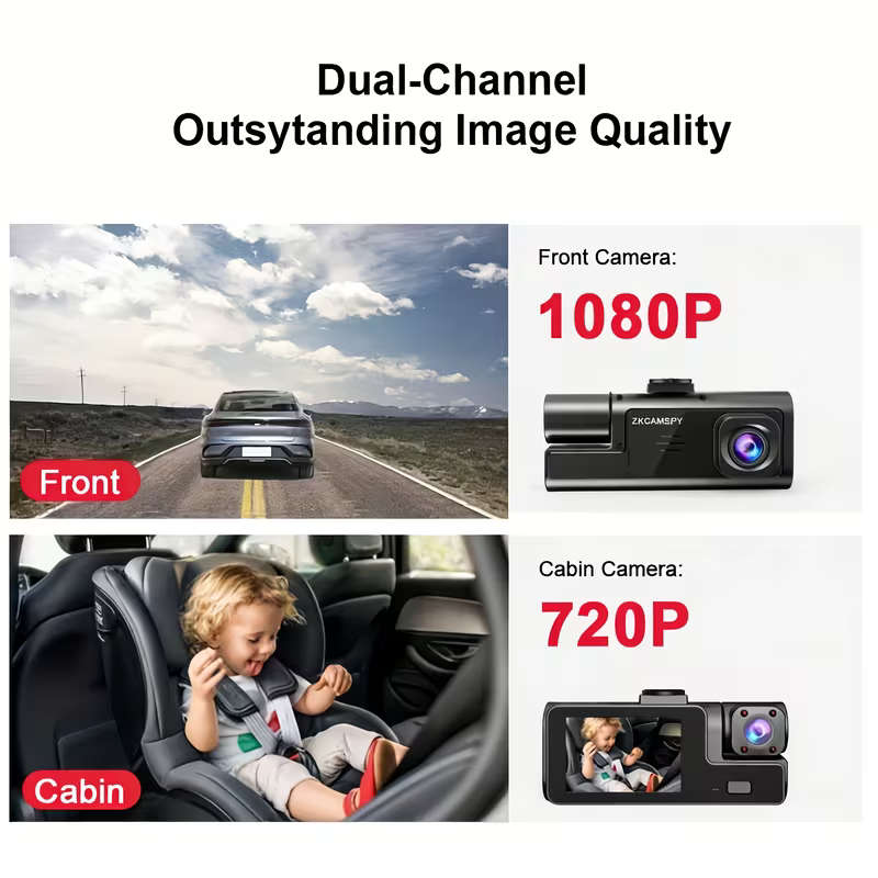 Front and rear dual-recording dashcam