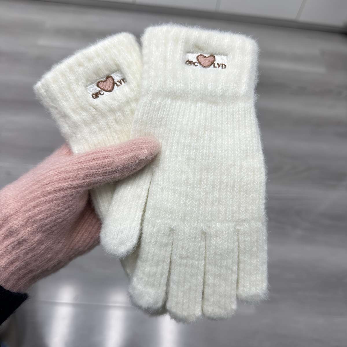 1 Pair White Warm Gloves