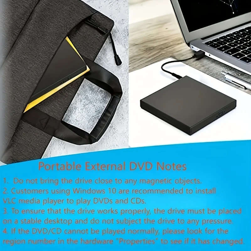 1pc USB External CD DVD Drive for Laptop Plug Play Slim Optical Disk Drive Shockproof Quiet Operatio