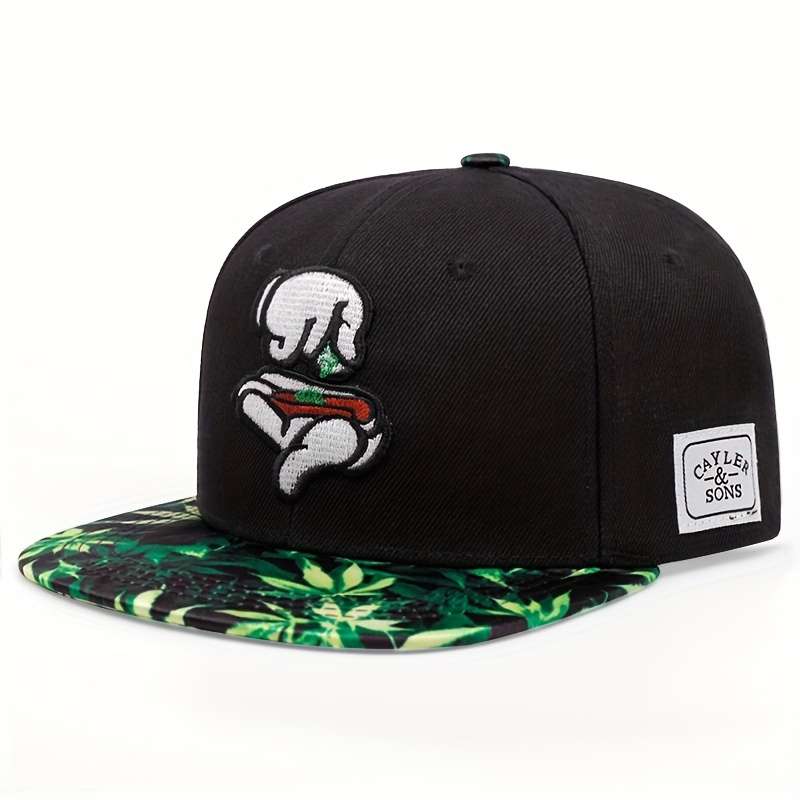 Two handed cigarette style embroidered snapback cap