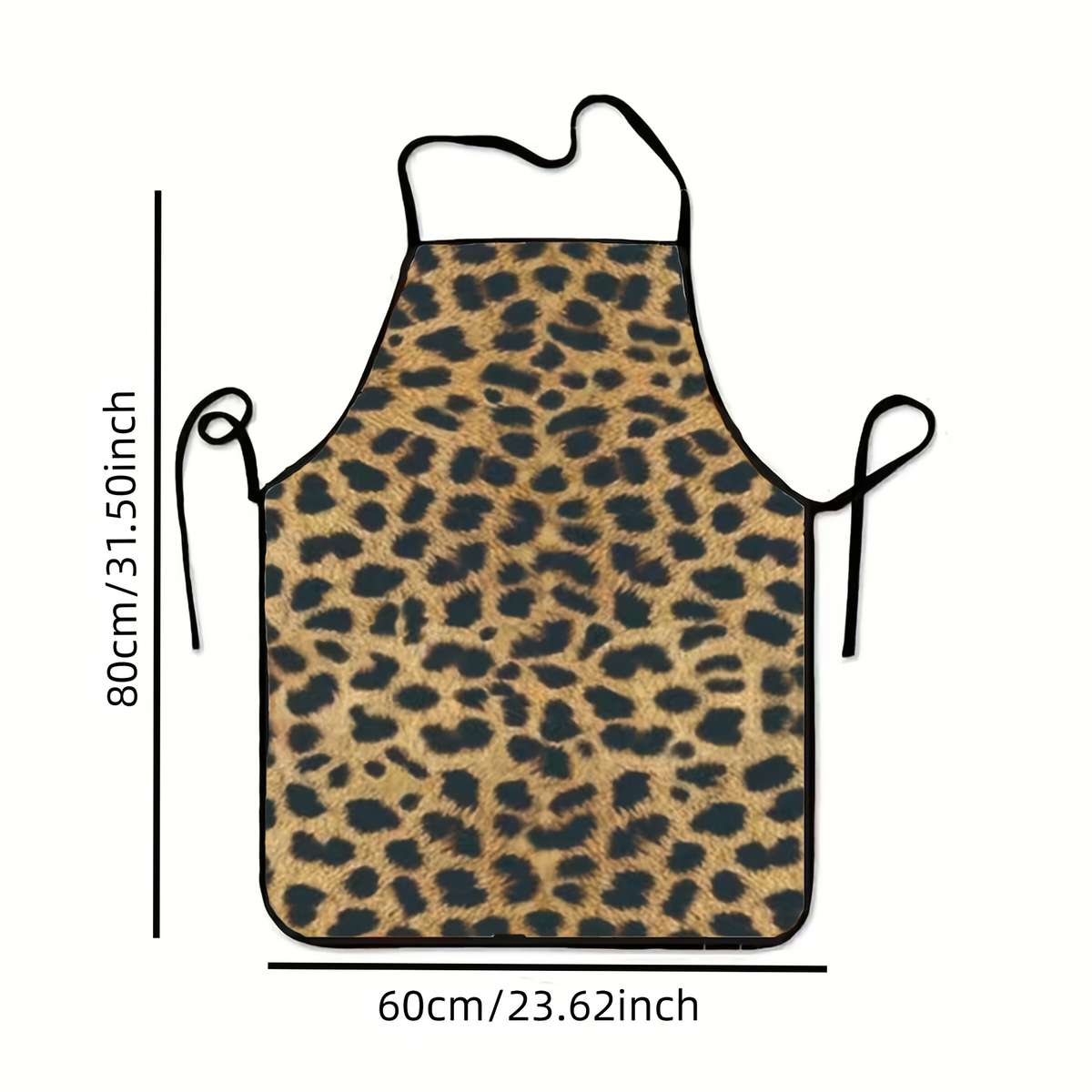 1pc Wild Cat Print Polyester Kitchen Apron Stylish Black Golden Leopard Design Durable Easy-