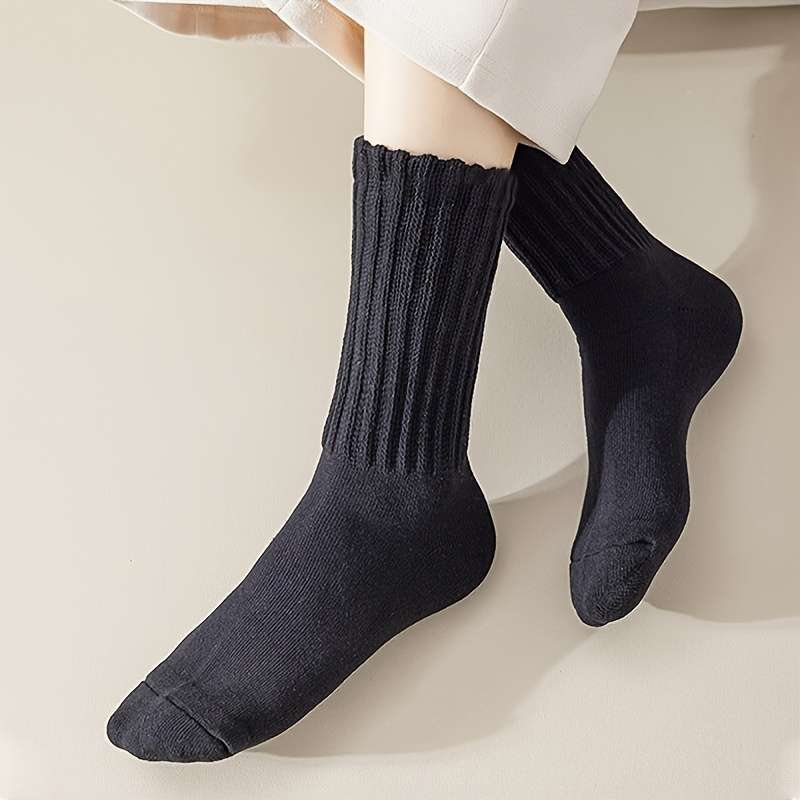 1 Pair Random Color Solid Color One Size High Elastic Socks