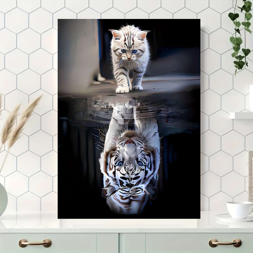 1000pcs Tiger Kitten Jigsaw Puzzle Challenging DIY Brain Teaser with Reflective A