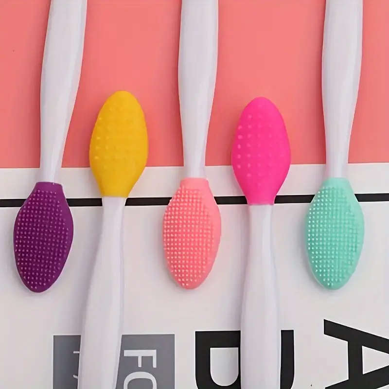 1pc Silicone Facial Cleansing Brush 2-in-1 Soft Dual-Sided Exfoliating Face Scrubber Formaldehyde-Fr