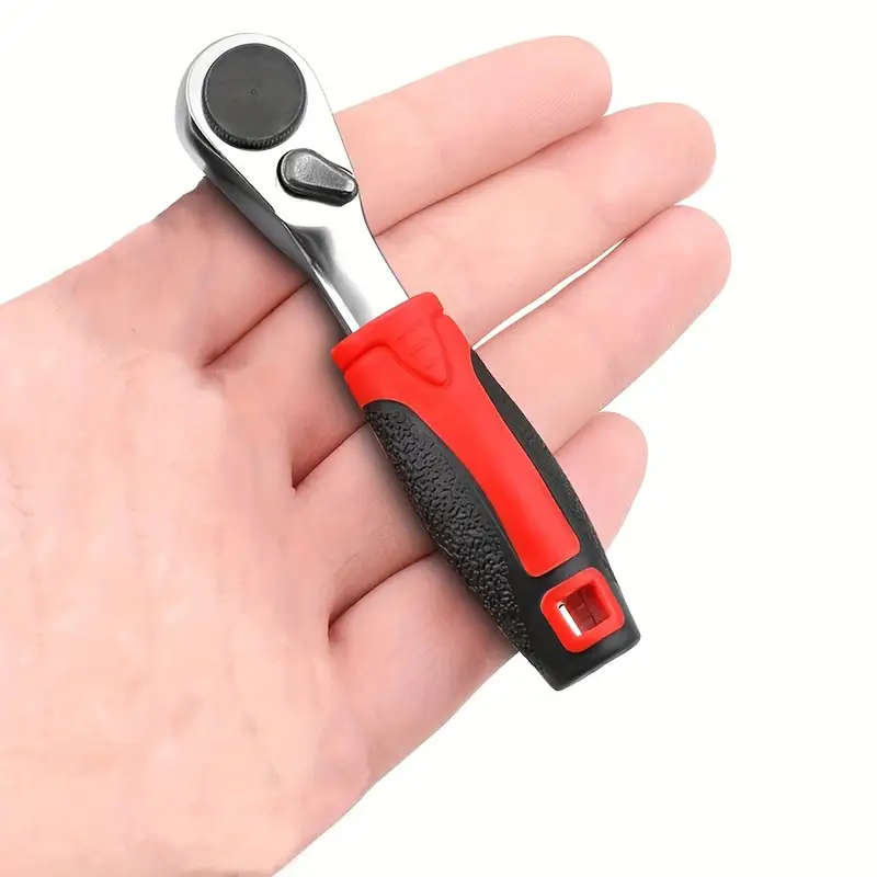 60-Tooth Ratchet Socket Wrench Set Durable Carbon Steel Quick Easy Use with 1/4 Drive Portable