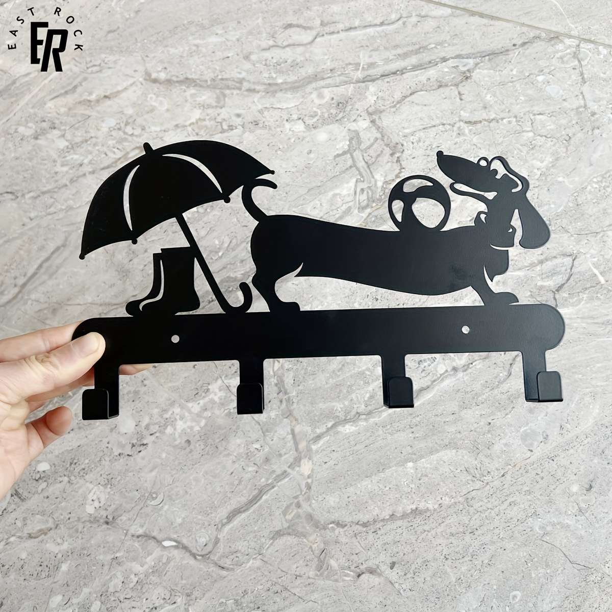 1pc Adorable Dog Umbrella  Rain Boot Wall-Mounted Key  Leash HookRust-Resistant Metal Powder