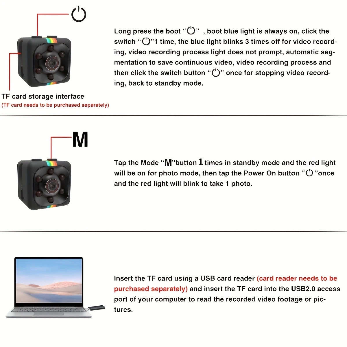 1pc Mini Security Camera with HD 720P Video Audio Recording Motion Detection USB Rechargeable Compac