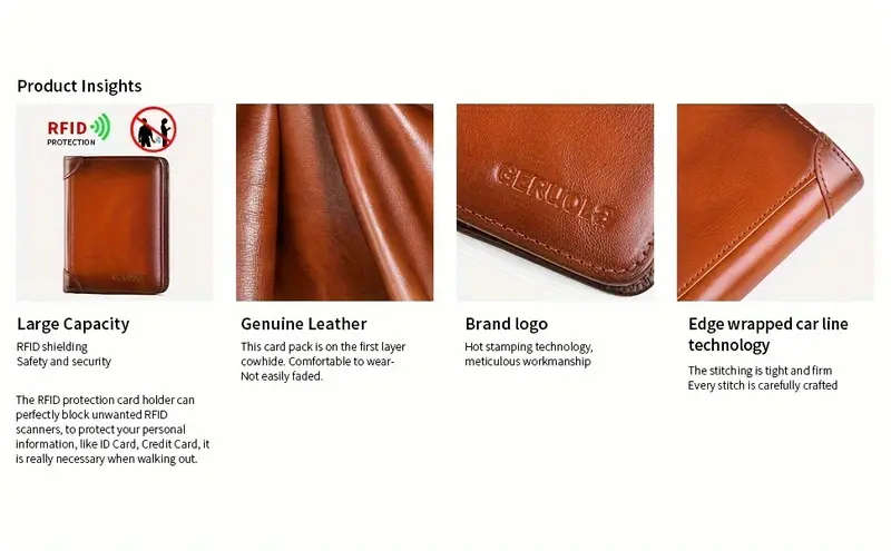 Men's Genuine Leather Wallet with RFID Blocking Protection