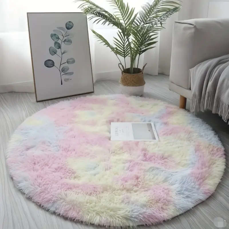 Soft Fluffy Rainbow Washable Mat
