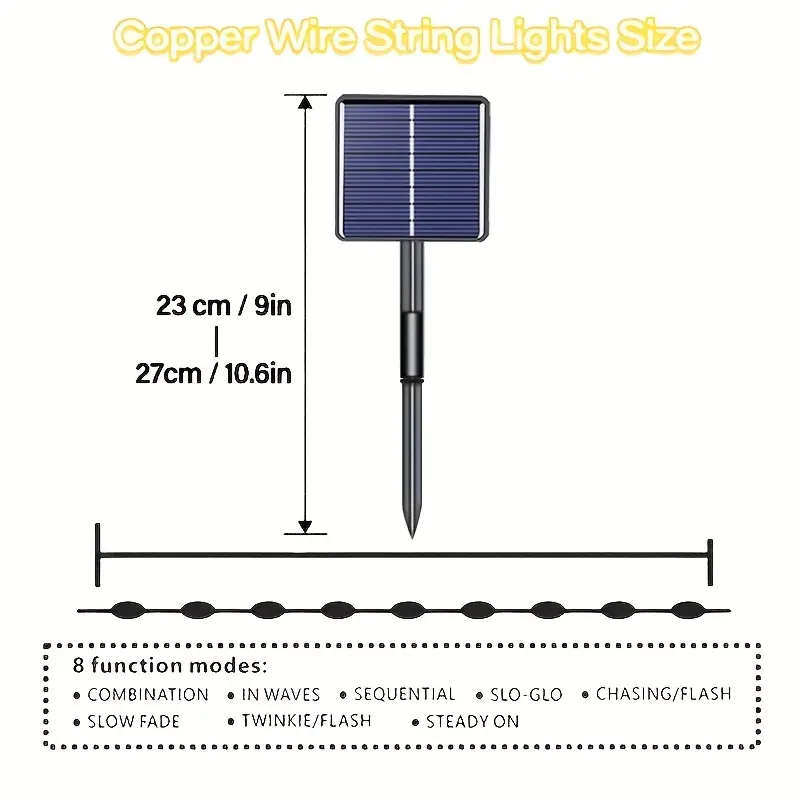 Solar Outdoor String Lights Colorful 12M