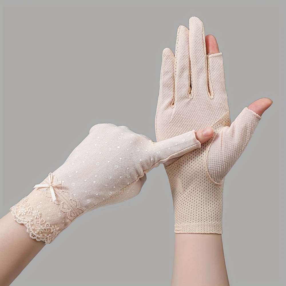 1 Pair Light Pink Summer Lace Gloves