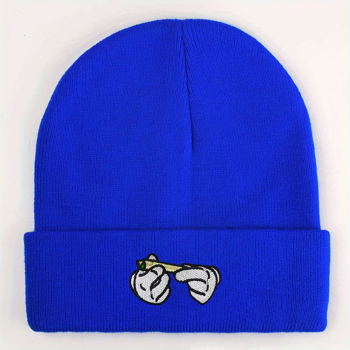 Stretchy Lightweight Embroidered Beanie Cigarette Holder Knit Skull Cap