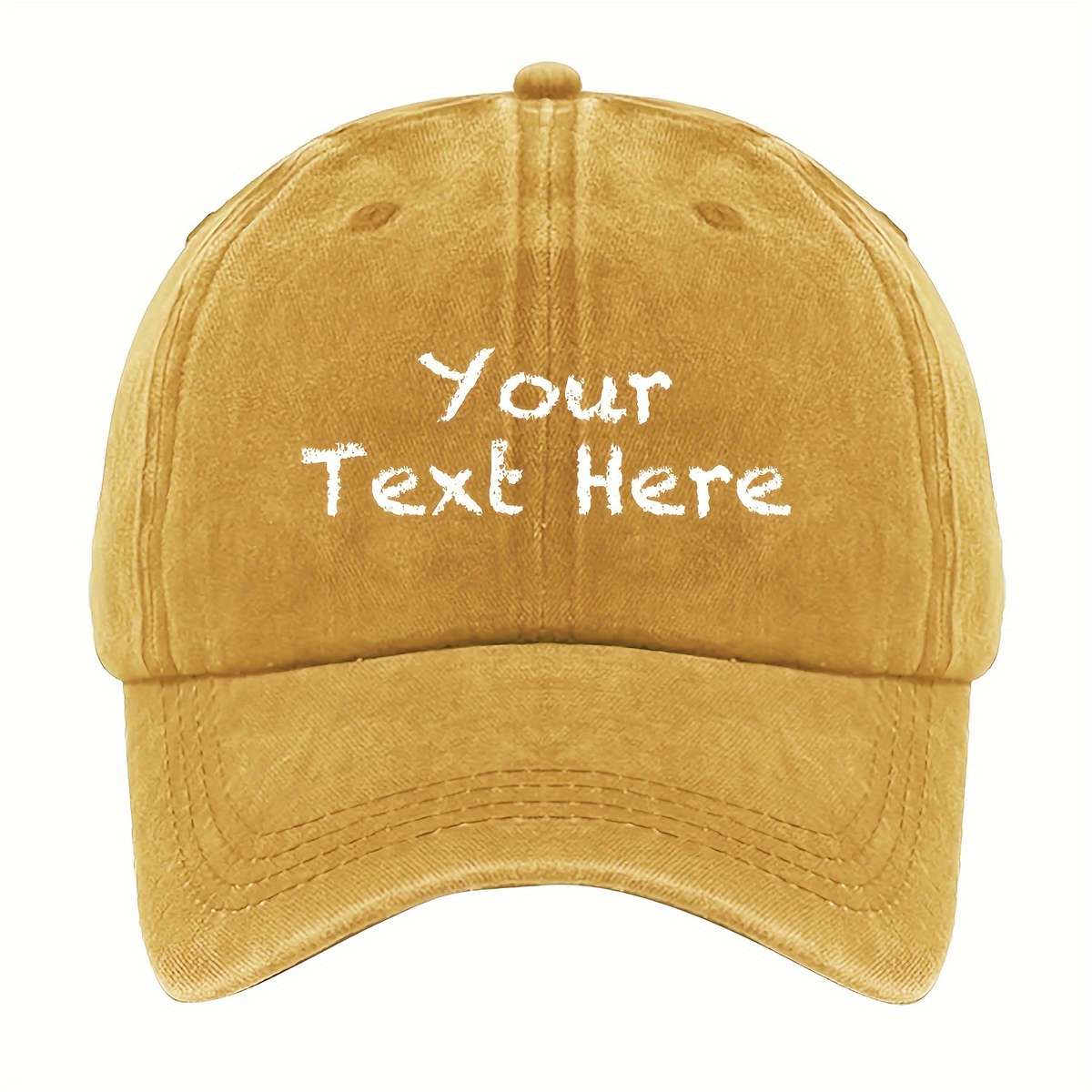 A Washable Fabric Baseball Cap With A Chalk-Style Font That Allows