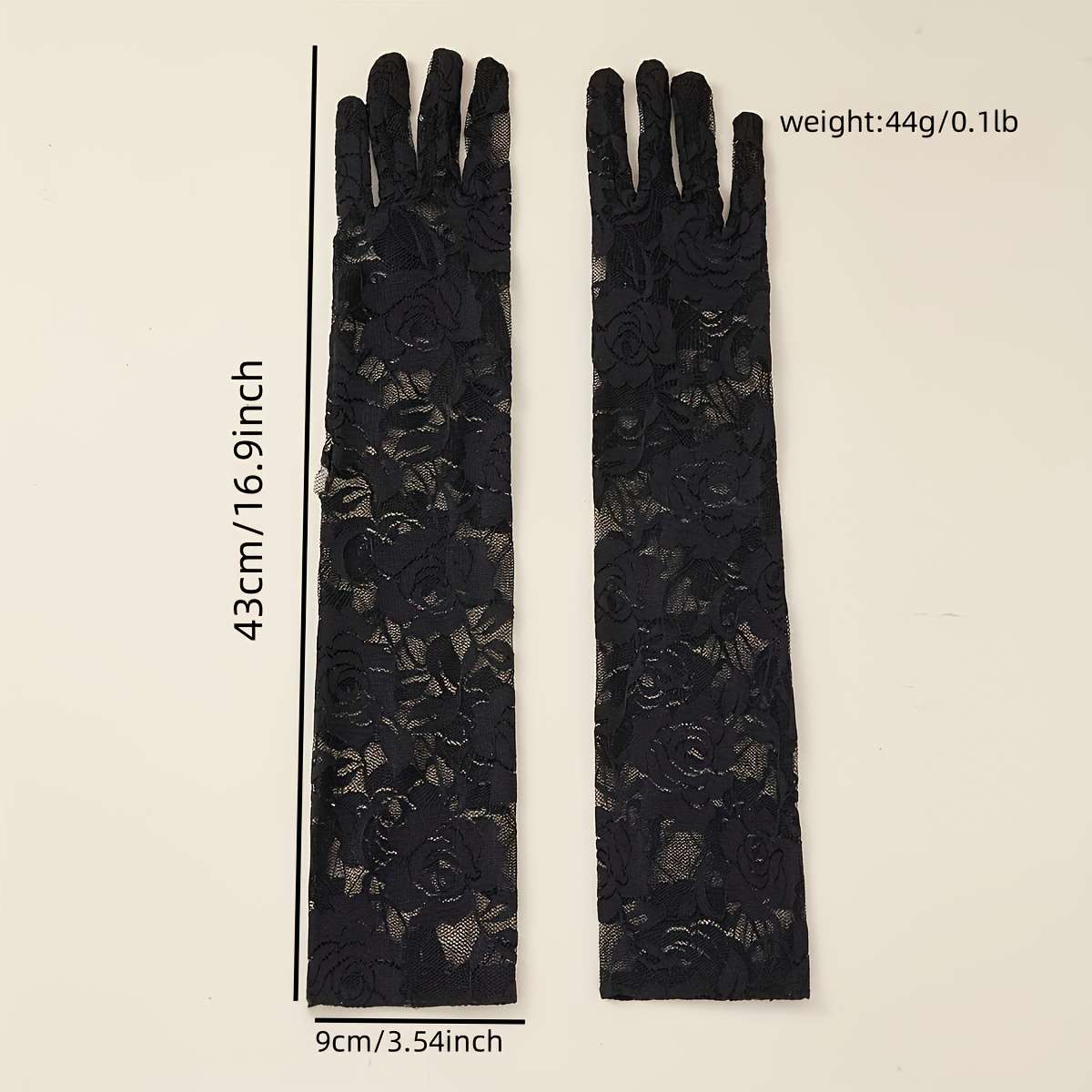 1 Pair Black Lace Flower Dark Style Long Gloves