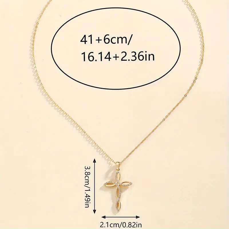 Gem Inlaid Cross Pendant Necklace