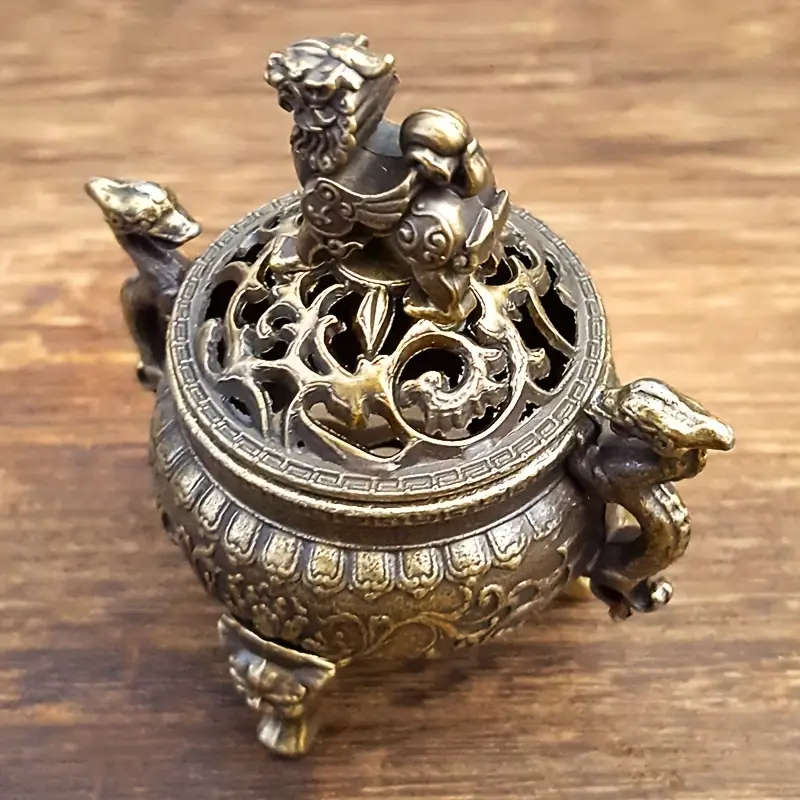 1 x Vintage Metal Kirin Incense Burner
