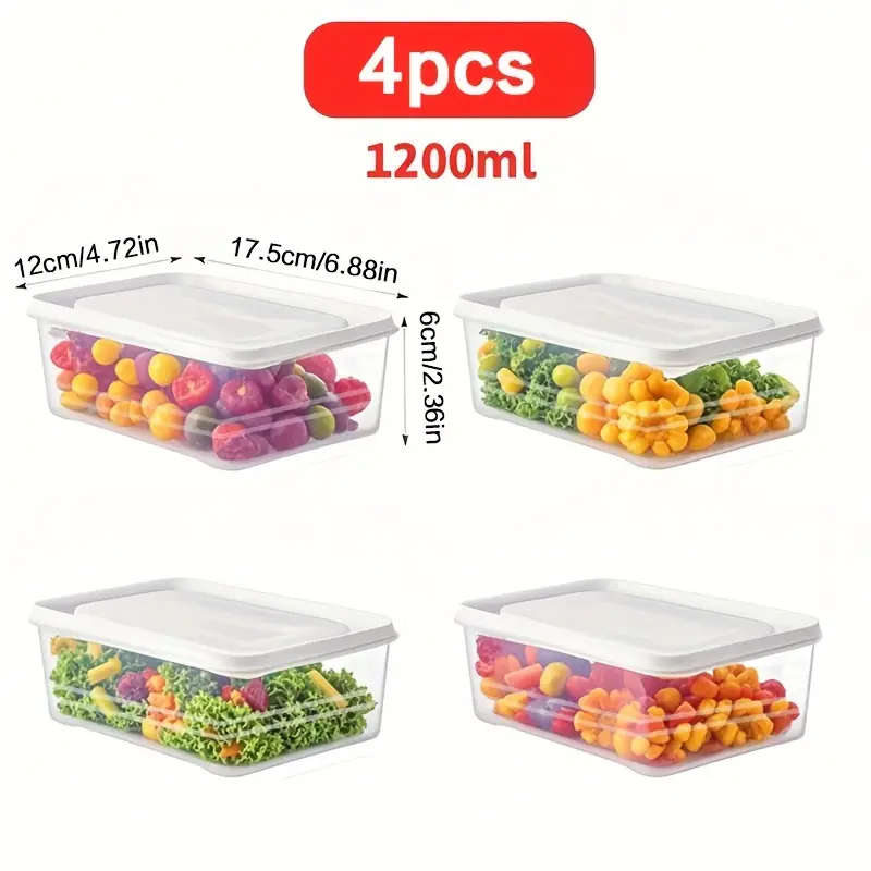 Set Of 4 1200 Ml Fridge Storage Containers