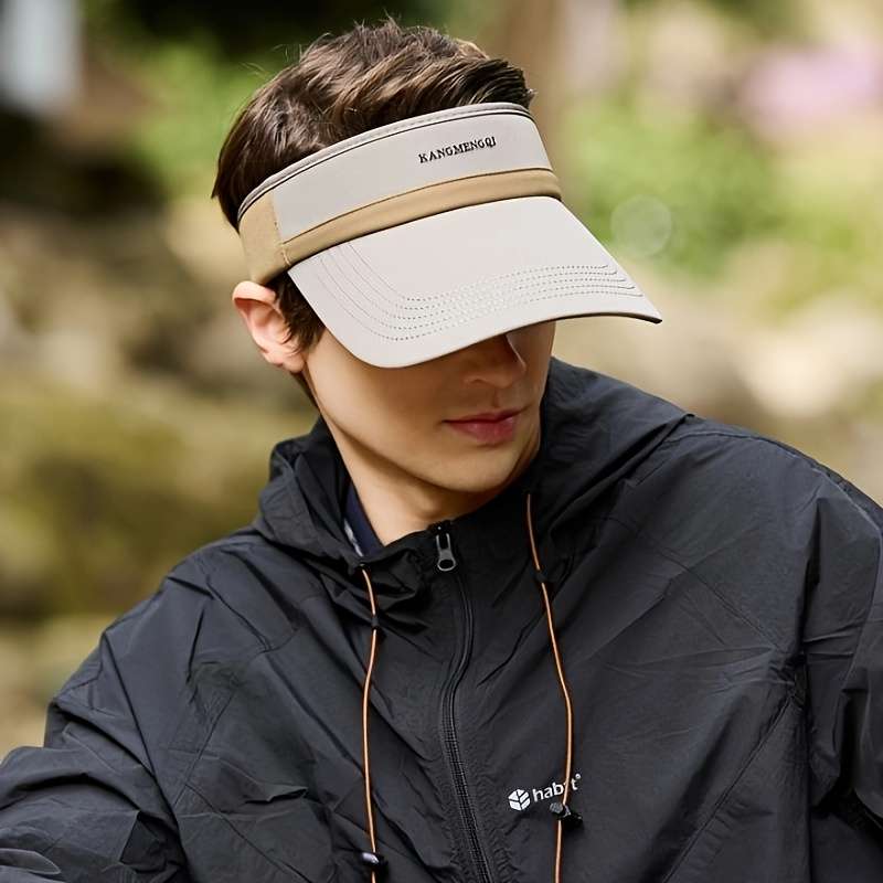Unisex Adjustable Sun Visor Hat With Breathable Design Black White Striped Open-Top Cap For