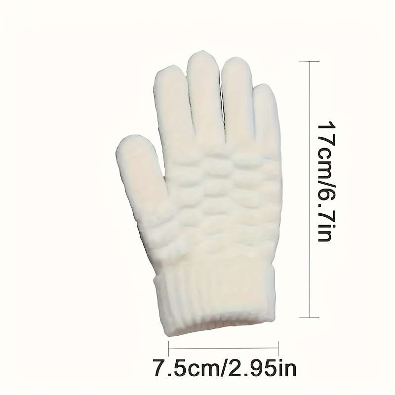 1 Pair White Warm Gloves