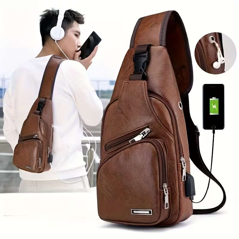 Men's Large Capacity Retro Crossbody Chest Bag