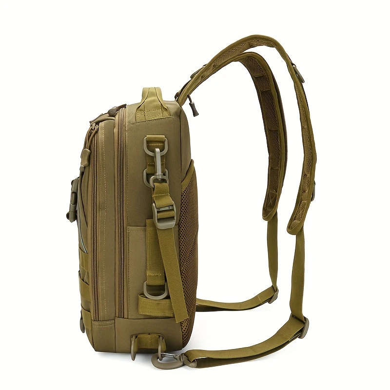 1pc Men'S Large Capacity Outdoor Backpack Durable Nylon Adjustable Strap Zipper Closure Ideal