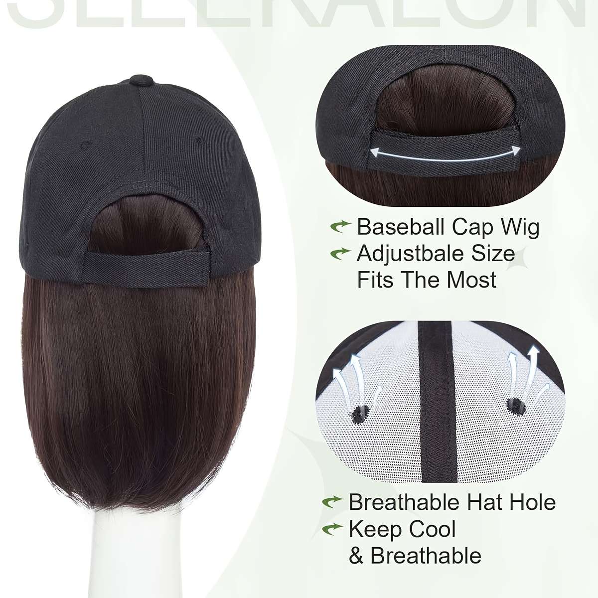 1Pc Black 40.64cm Fashion Design Wig