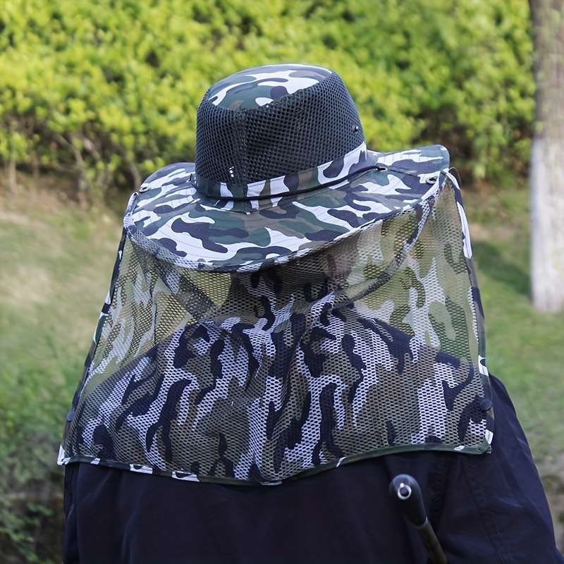 Outdoor Fishing Hat Wide Brim Sun Hat With Neck Flap UV Protection Bucket Hat For Hiking