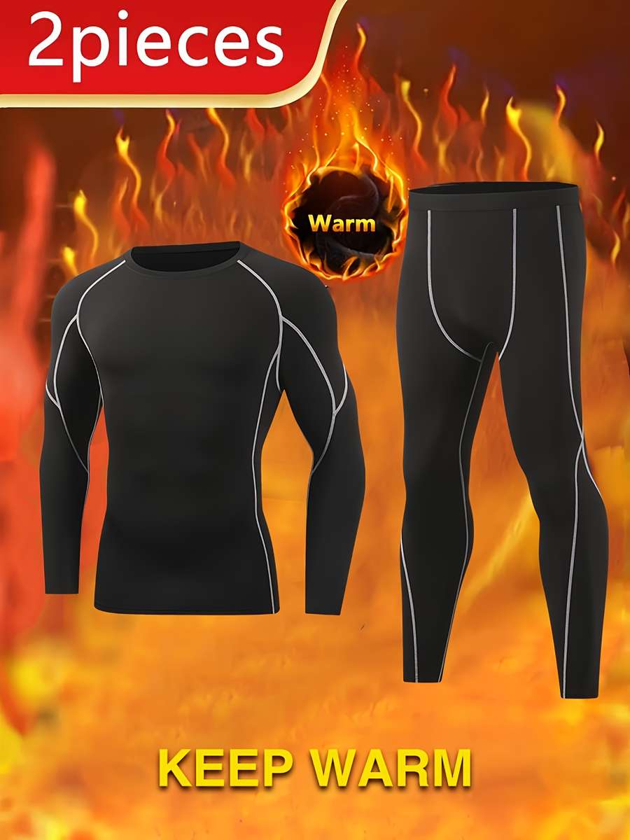 Thermal Underwear Color Black Gray Line Sizes