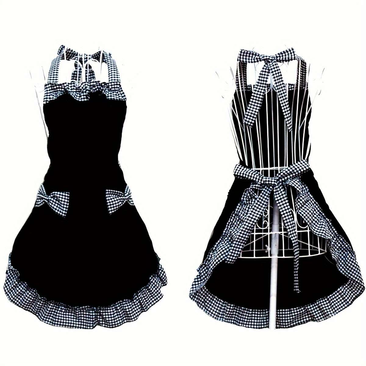 1pc Cute Bow Tie Apron Designed for Cooking Featuring Two Pockets for Small Items Suitable for Ac