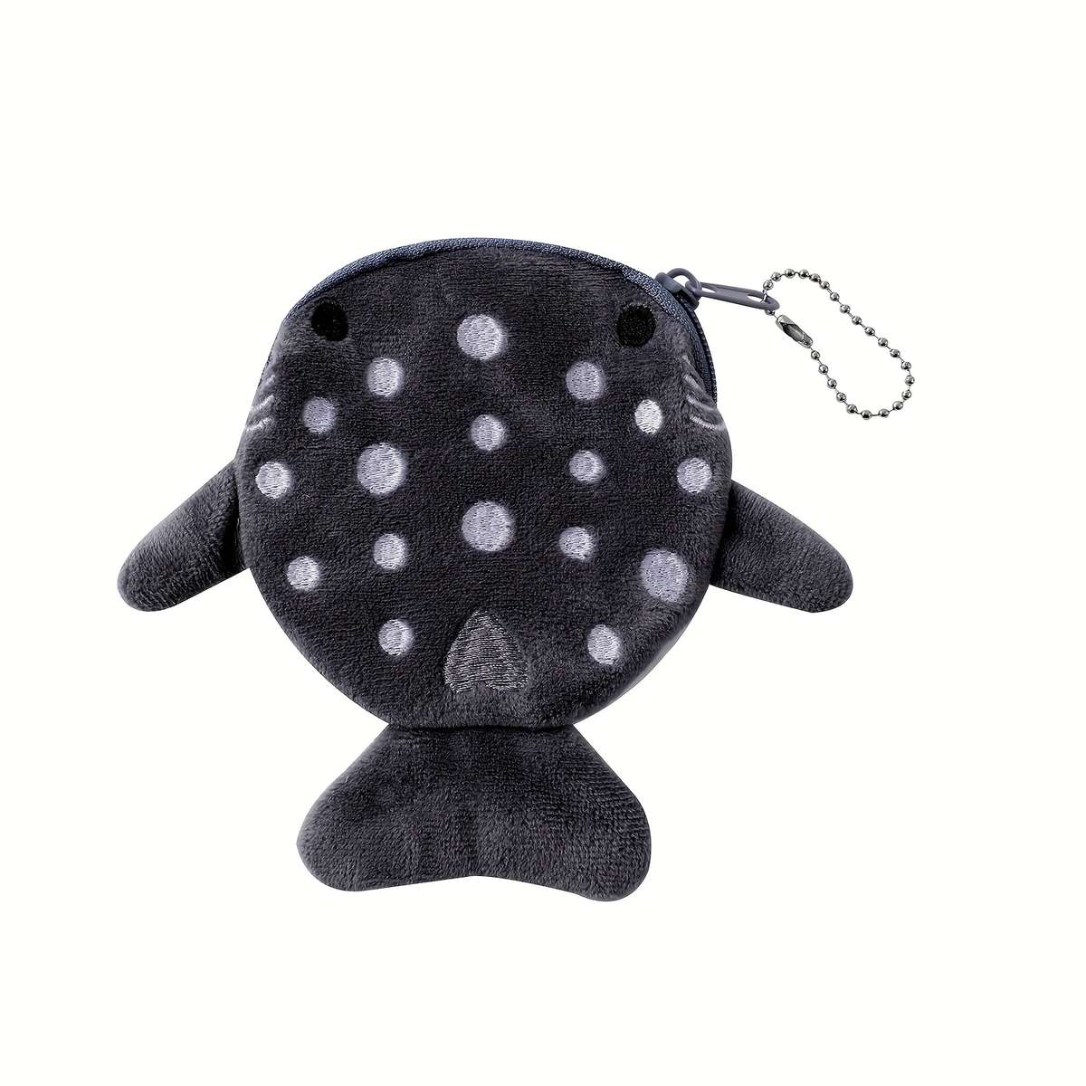Mini Whale Charm Coin Pouches Adorable Whale Designs Soft Polyester Hand Washable Zipper C