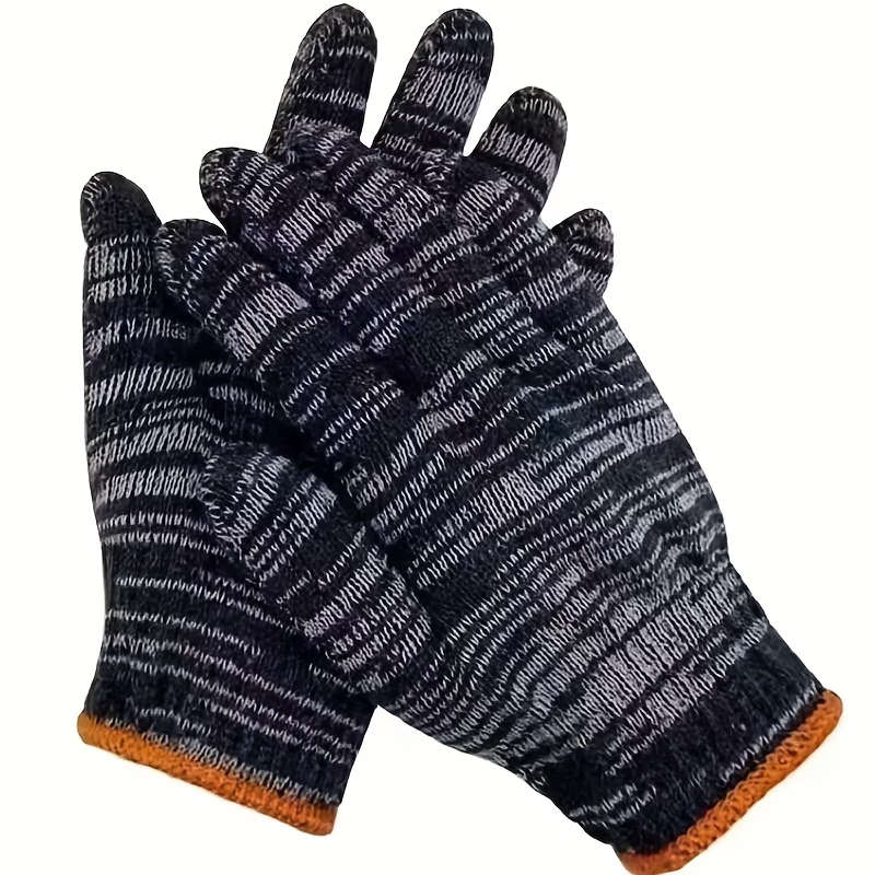 12 Pieces 6 Airs Of Black And White Striped Gloves