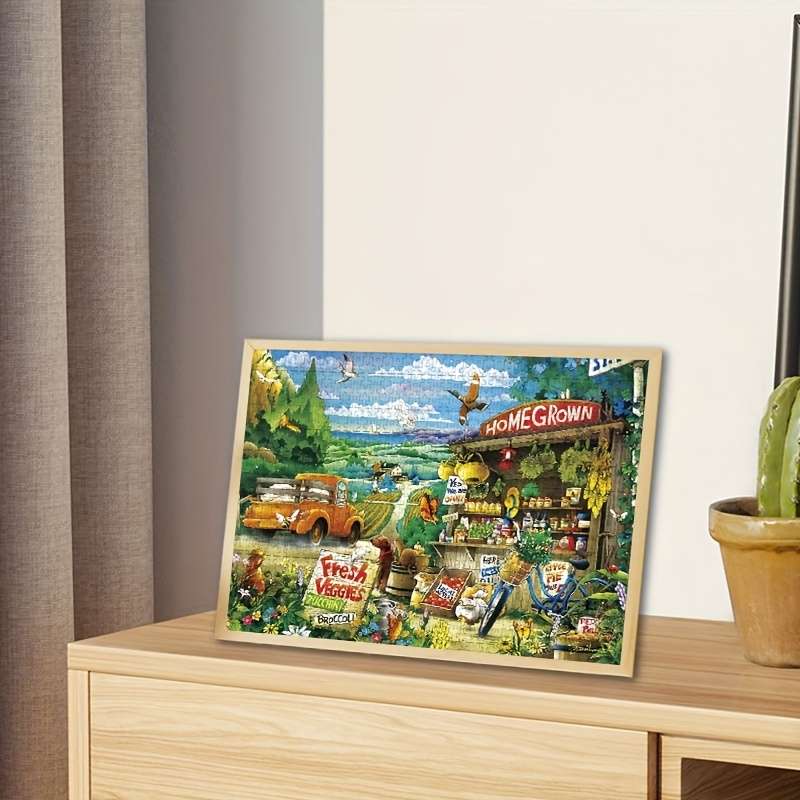 1000pcs Rustic Market Scene Jigsaw Puzzle Large High-Quality Thick Durable Paper