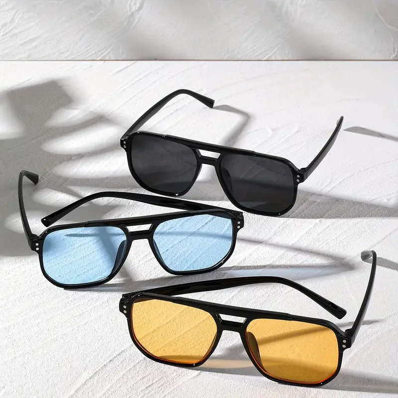 Set of 3, Unisex Glasses, Square Frames, Men & Women, Assorted Colours