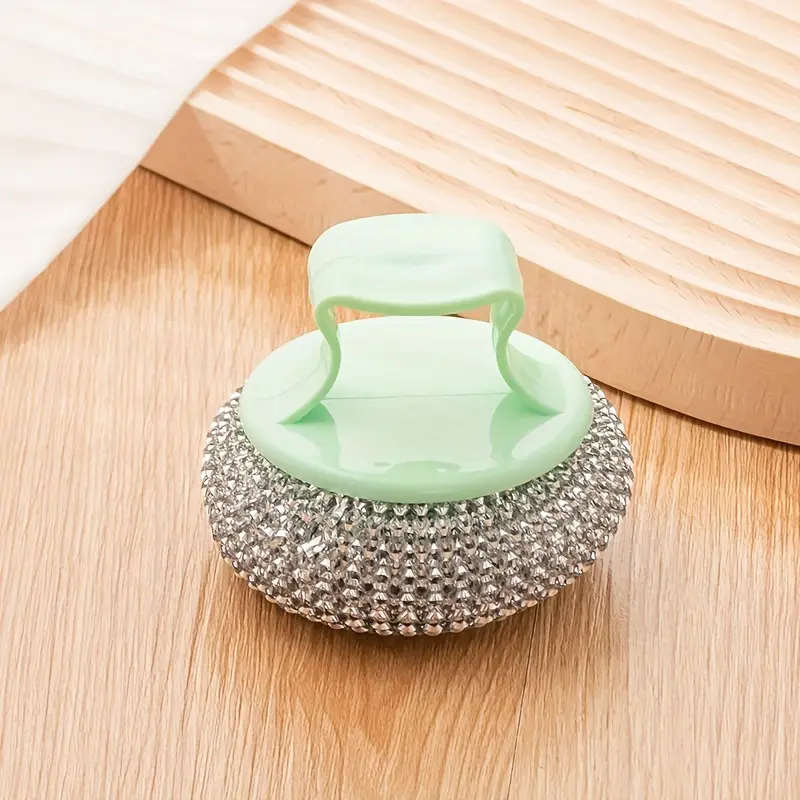 2pcs Stainless Steel Sponge Handle Scrub Bru  Kitchen Cleaning Tool On-Scratch Nano Wire Detachable
