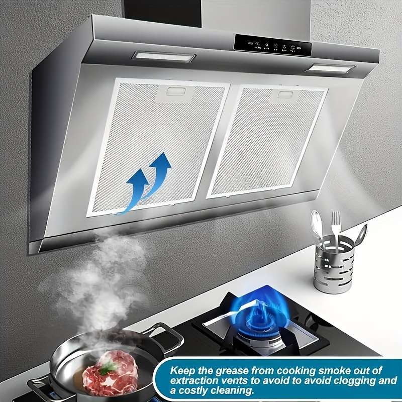 2pcs Universal Range Hood Filter Aluminum Oil Splatter Guard Easy Installation Kitchen Exha