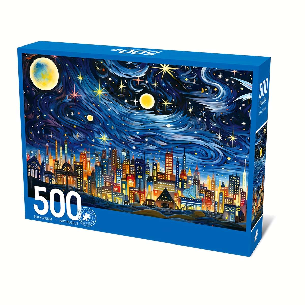 500pcs Starry Night Cityscape Jigsaw Puzzle Velvet Material Thick Durable Seaml