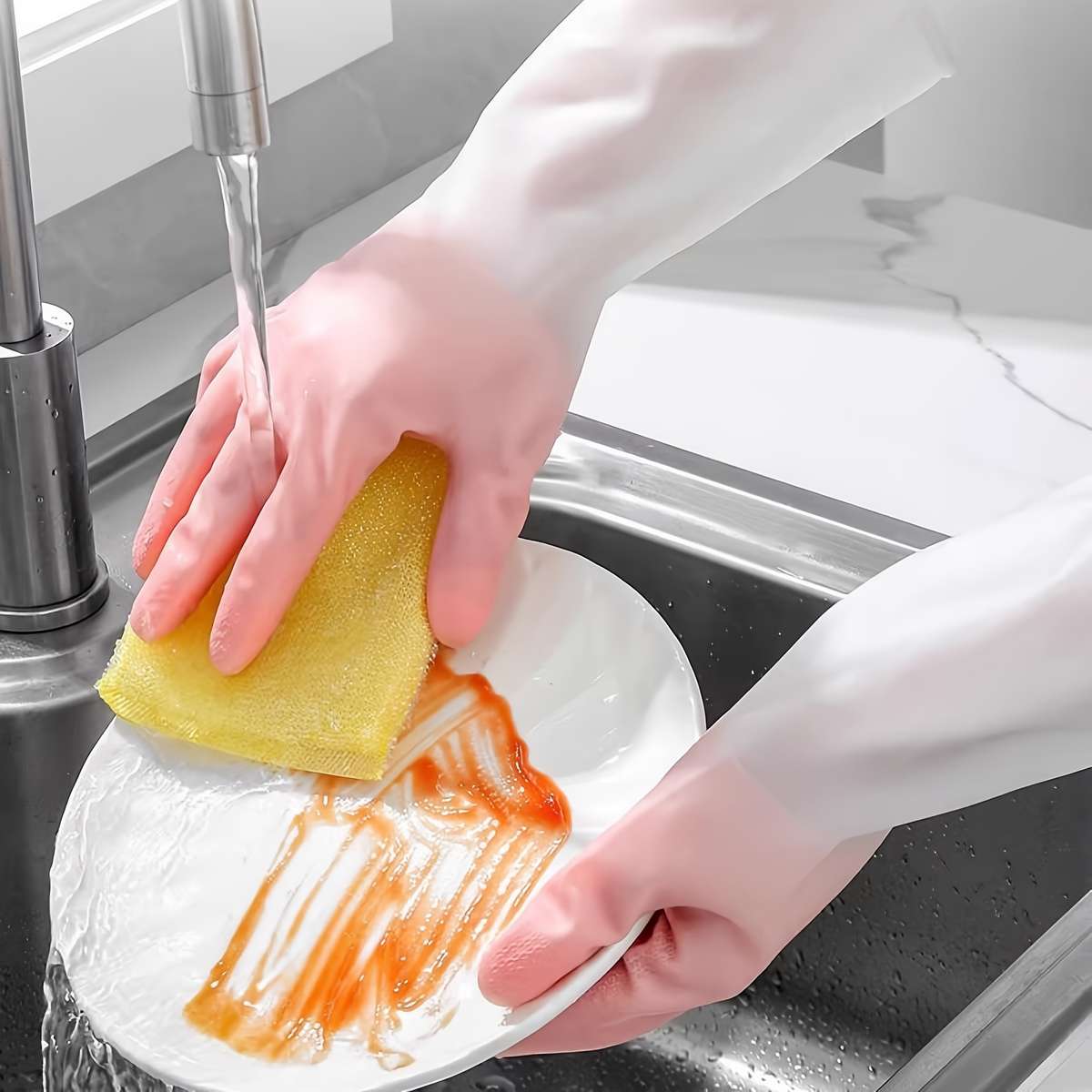 1 Pair Light Green Household Cleaning Gloves