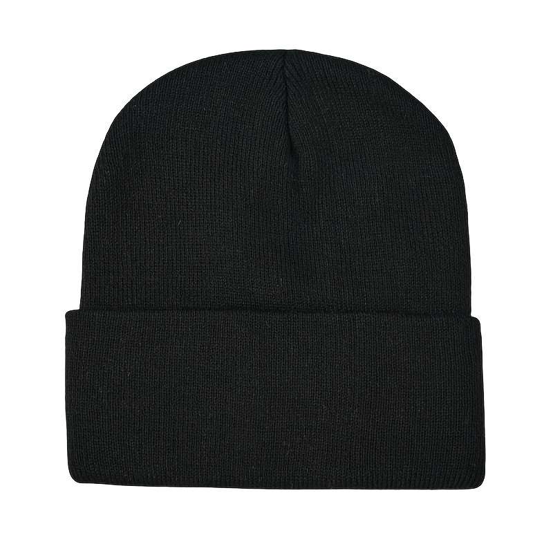Heartbeat Embroidered Beanie Soft Acrylic Knit Winter Hat Elastic Lightweight Machine