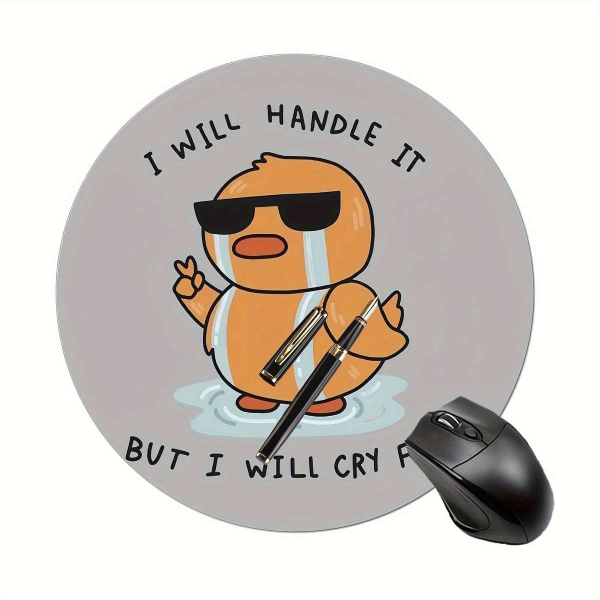 Chick-Themed Round Mouse Pad