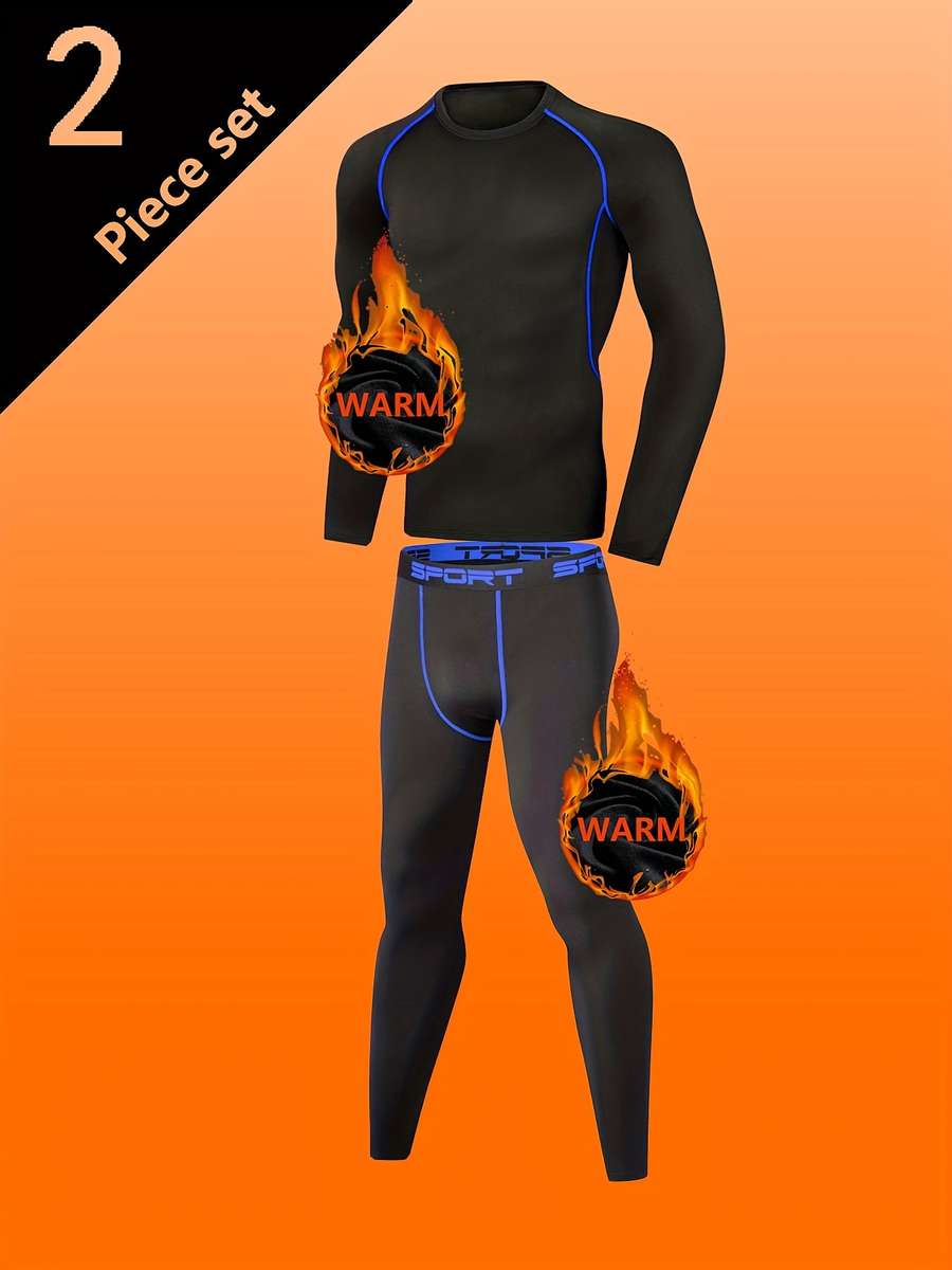 Thermal Underwear Color 2Pack Black Cloth With Blue Thread Sizem