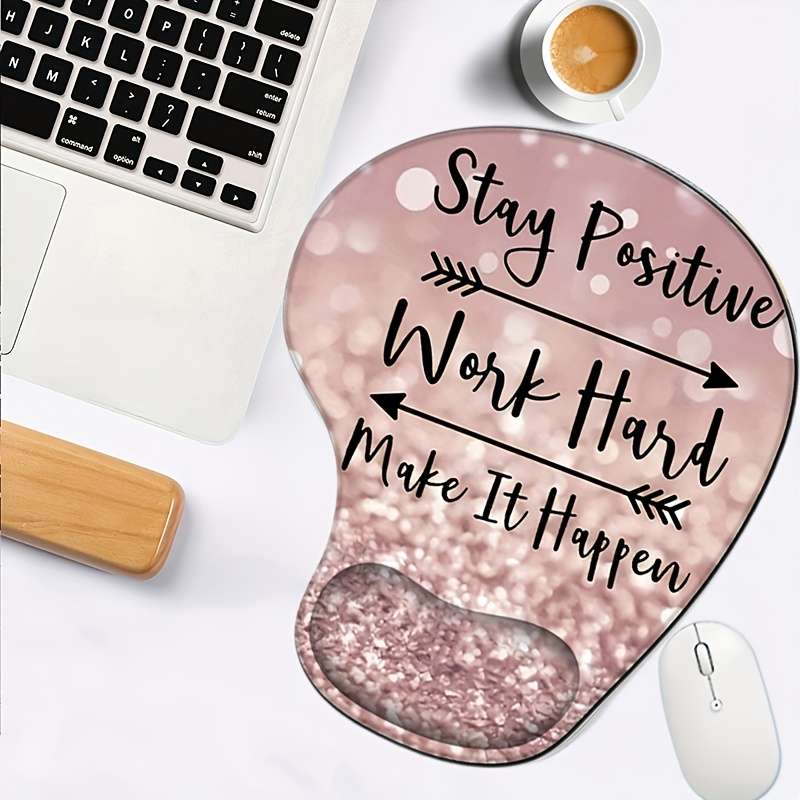 1pc Ergonomic Mouse Pad with Wrist Support Cute Floral Design Non-Slip Base with Beaut