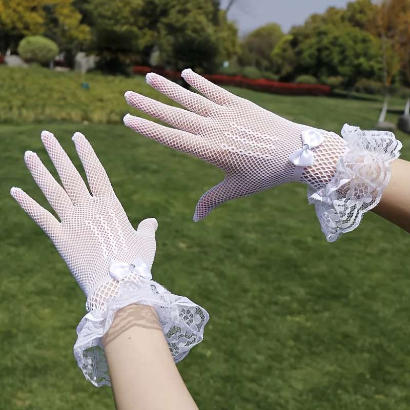 1 Pair White Bridal Wedding Gloves