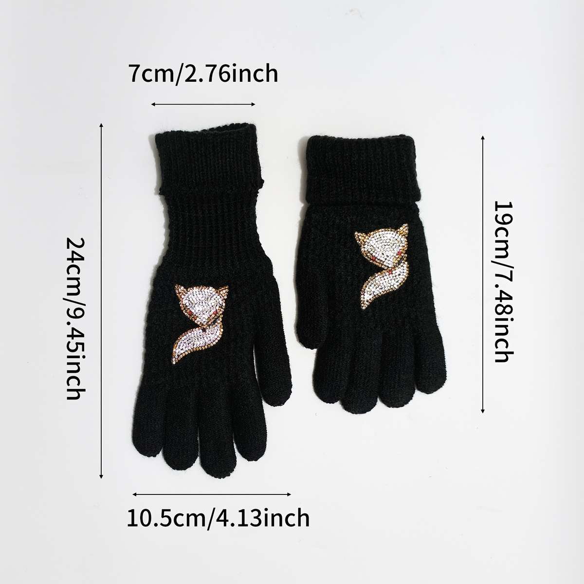 1 Pair Fox Warm Gloves